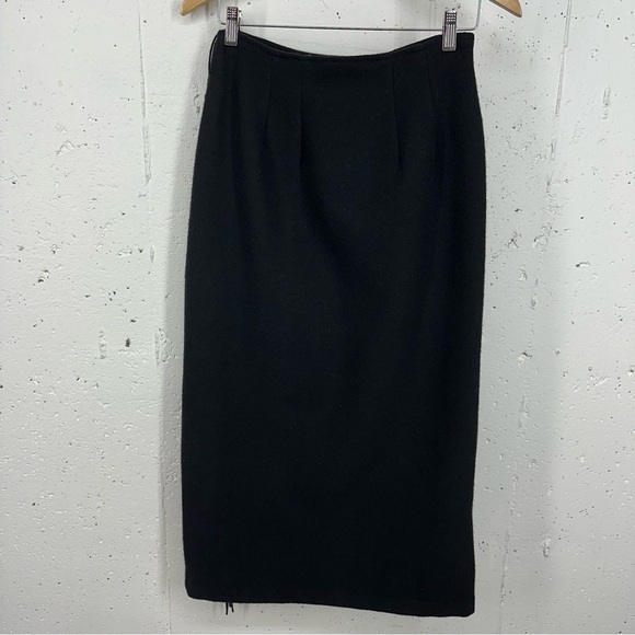 Vintage Woolrich Women’s size 8 Black 100% Wool Fringe Wrap Midi Lined Skirt - Picture 5 of 13